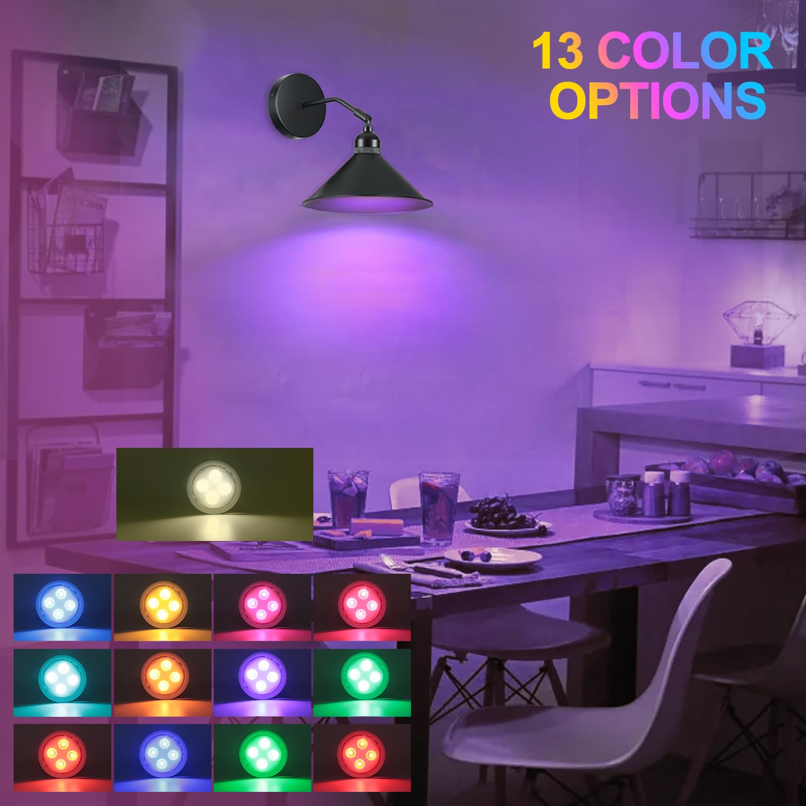 Juego De 2 Apliques De Pared Negros Que Funcionan Con Pilas, Luces De