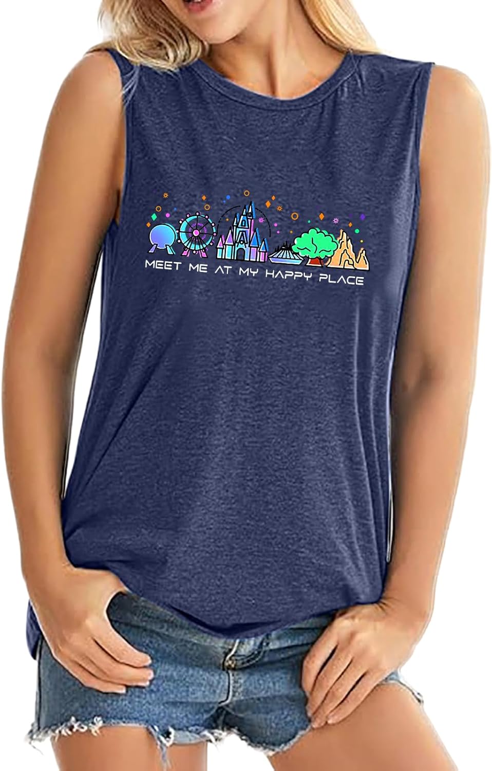 Magical Castle Tank Top Women Magic Kingdom Sleeveless Tee Shirts Cute Graphic Holiday Vest Summer Vacation Top