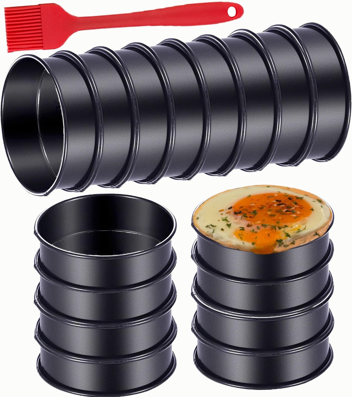 16Packs Crumpet Rings NONSTICK English Muffin Rings 4 Inch - Stainless Steel Double Rolled Tart Rings Upgrade Round Metal Cooking Pastry Ring Molds for baking