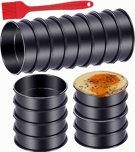 Vista 13 de DATANYA Paquete de 8 anillos de gruñón antiadherentes para magdalenas inglesas de 4 pulgadas, anillos de acero inoxidable de doble enrollado