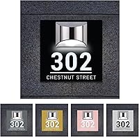 Vista 19 de Placa de dirección con números de casa solares, LED, moderno, personalizado, señalización, rectangular, 11.8 x 11.8 in