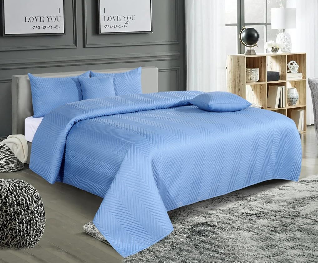 RD TREND All Weather 5 Pcs Glace Cotton Ultrasonic 280 Tc Solid bedsheet for Double Bed/Quilted Bed Cover/Bedsheet with 2 Pillow Case, 2 Cushion Cover(Luxurious,Ocean Blue, 90X100 Inches) (B0DB26FGHZ) Amazon Price History, Amazon Price Tracker