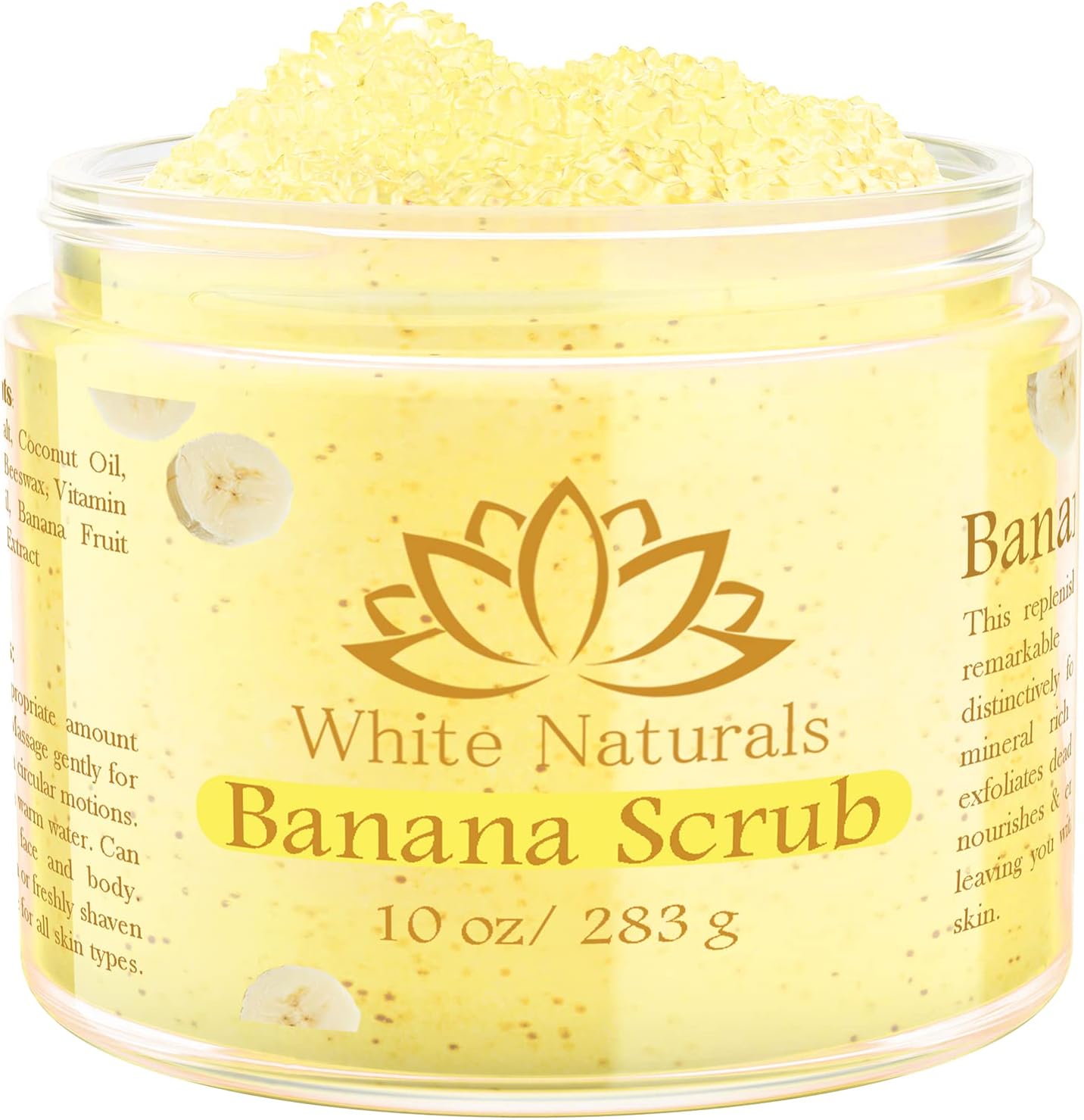 Organic Banana Body Scrub, Moisturizing and Exfoliating Salt Face & Body Scrub, Fights Stretch Marks, Fine Lines, Pure Exfoliator for Skin Care and Refresh Feeling