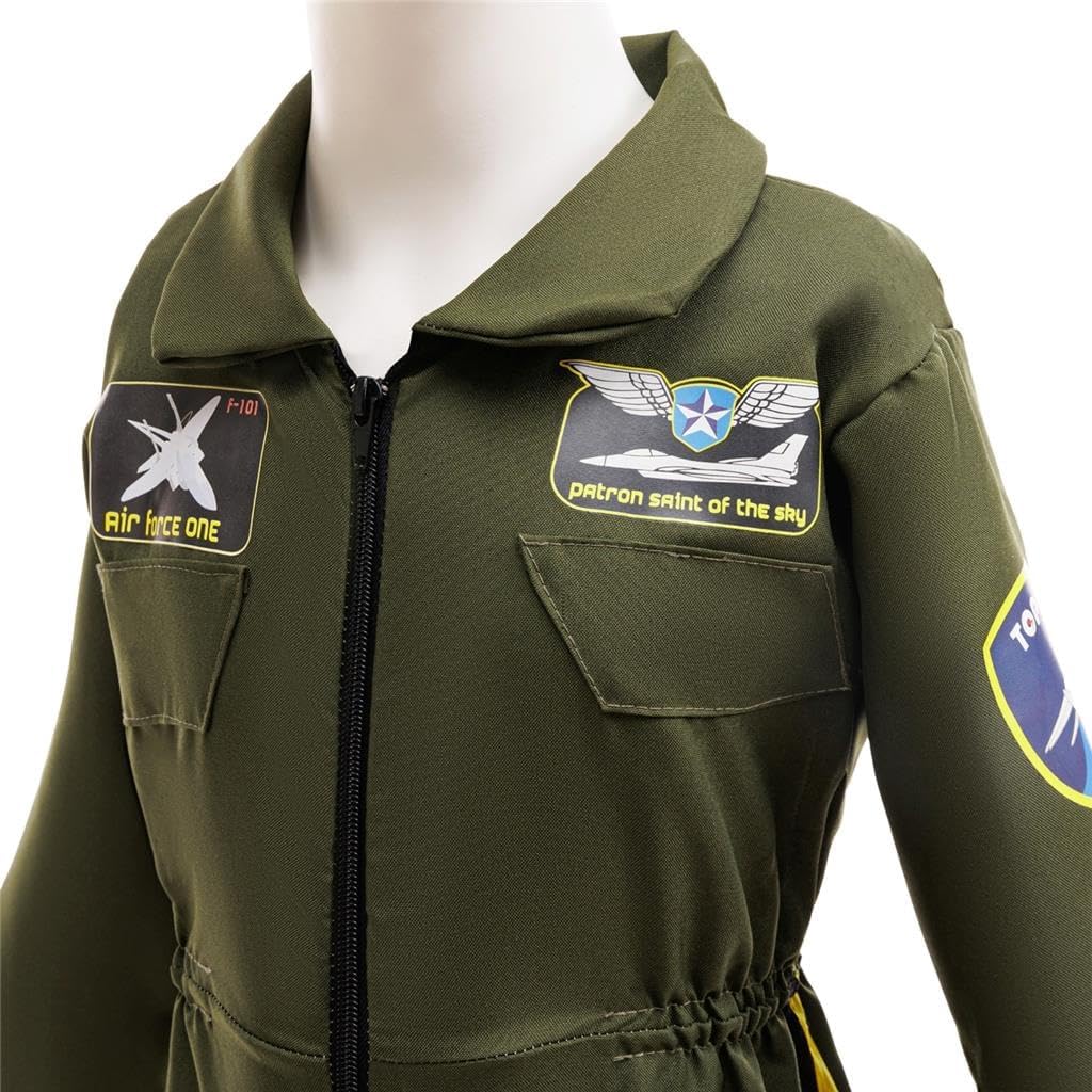 Dressy Daisy Boys Fighter Pilot Costume Air Force Jumpsuit Kids Howleen Dress Up Career Pretend Day Play Outfit 5-12 Years - Image 4