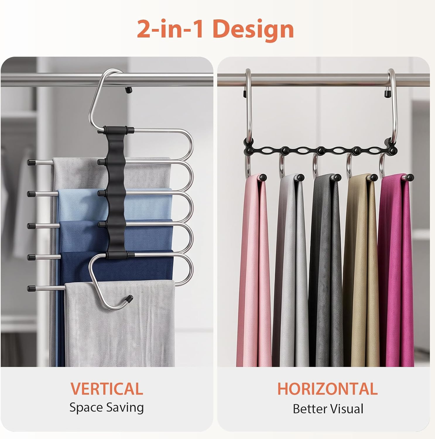 Pants Hangers Space Saving 5 Tier Jeans Hanger for Closet 4 Pack