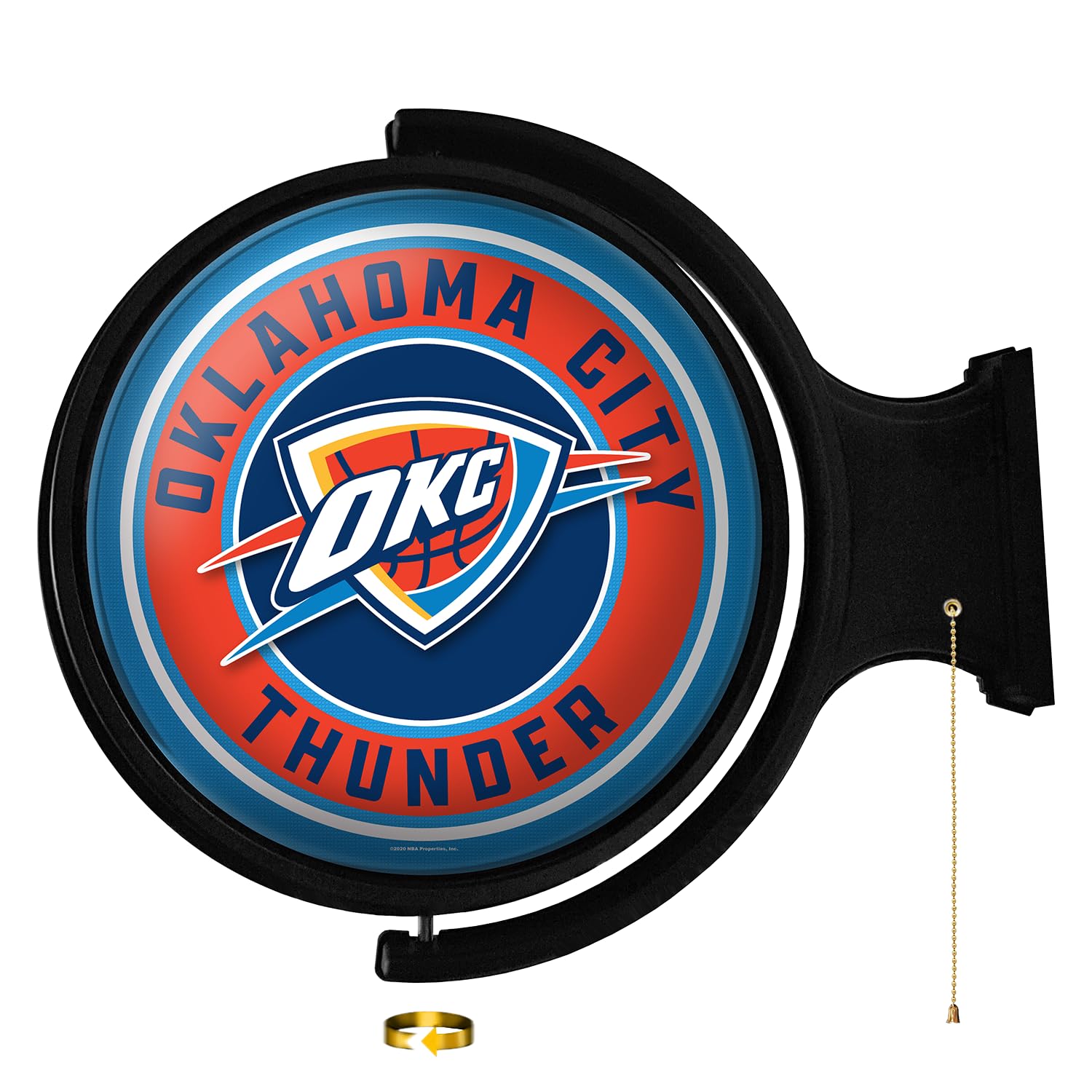The Fan-Brand NBA Oklahoma City Thunder: Original Round Rotating Lighted Wall Sign- Sports Decor for Home, Game Room, Fan Cave & Garage - USA Made