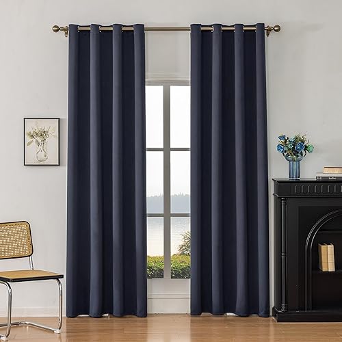 Miniatura 23 de Cortinas opacas con aislamiento térmico y ojales para dormitorio y sala de estar, 2 paneles, 52 pulgadas de ancho x 95 pulgadas de largo, textura de