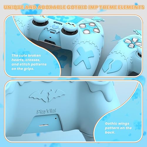 Miniatura 5 de PlayVital Gothic Imp Series Cute Silicone Case for ps5 Controller with 4 Thumb Grips and 6 Stickers, Anti-Slip Silicone Skin Cover, Compatible with