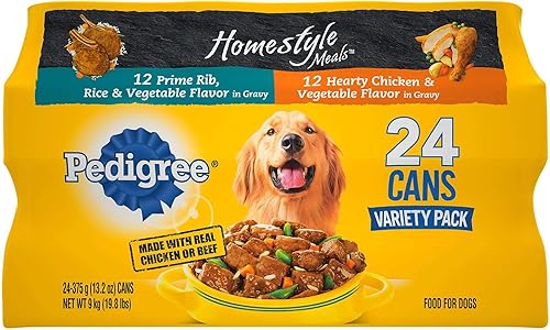Pedigree Homestyle Choice Cuts - Alimento húmedo para perros, paquete variado (13.2 onzas, 24 unidades) (paquete de 6)