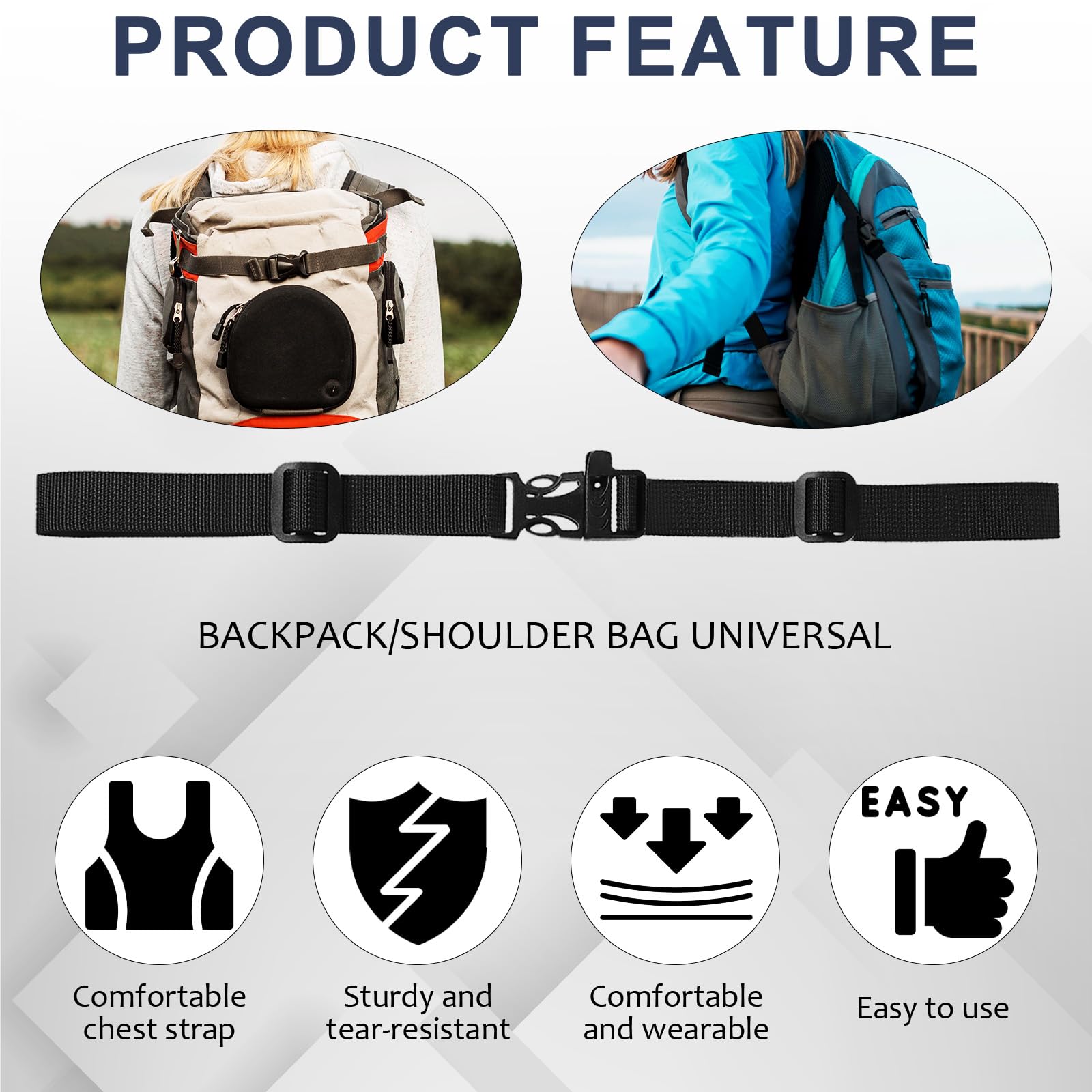 JIEYAO 2 Sangles De Poitrine Réglables Pour Sac à Dos – Nylon, Antidérapant, Boucle Rapide