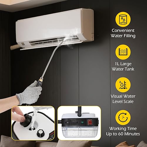 Miniatura 5 de Dyna-Living Limpiador de vapor de 2500 W para automóvil para detalles automáticos, limpiador de vapor de mano para el hogar, limpiador de vapor de