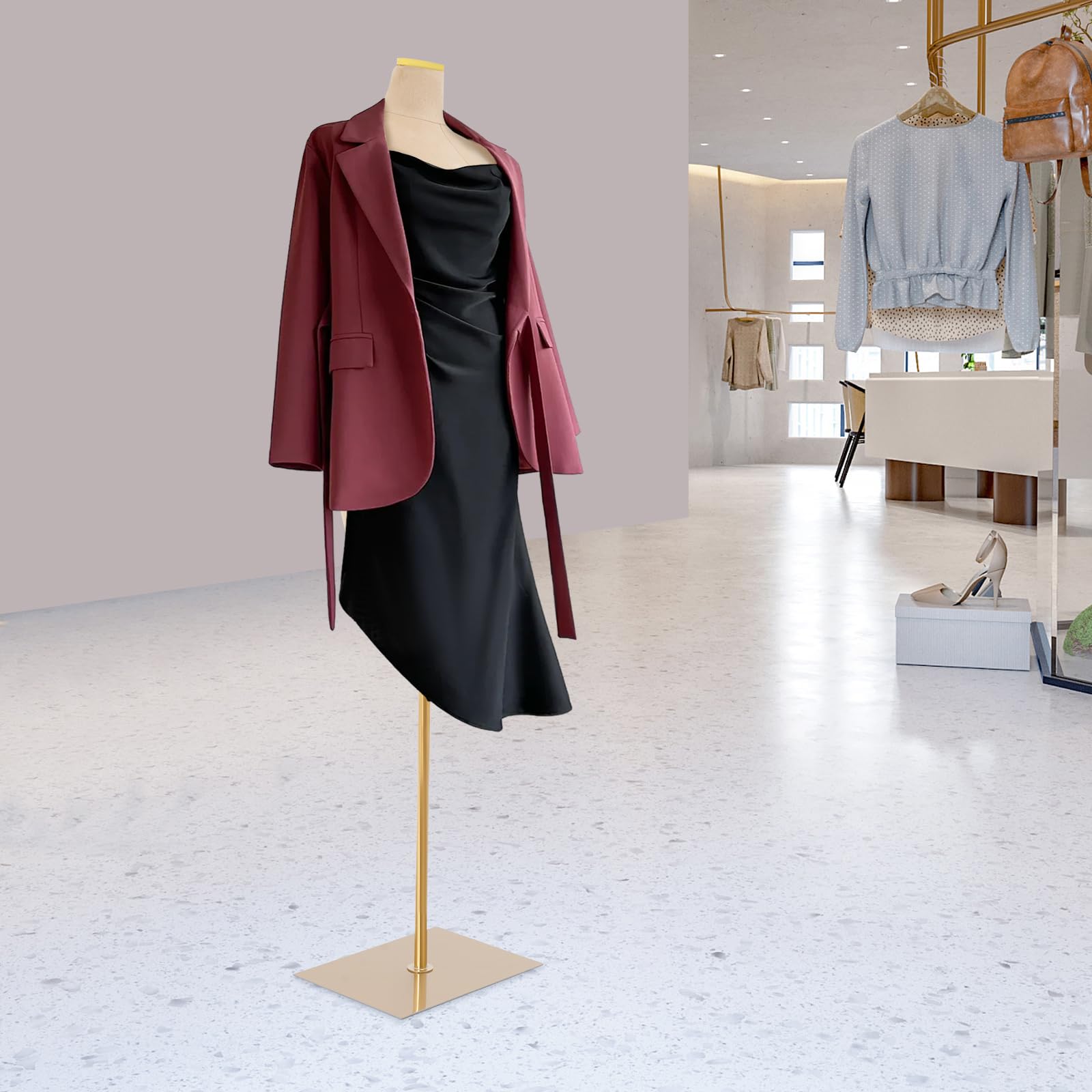 Schneiderpuppe Schaufensterpuppe Kleiderpuppe Mannequin Mannequin Body Schneiderpuppen Weiblich Hüfte Höhenverstellbar 150 bis 210 cm Für Boutique Schaufenster (Gold, U)