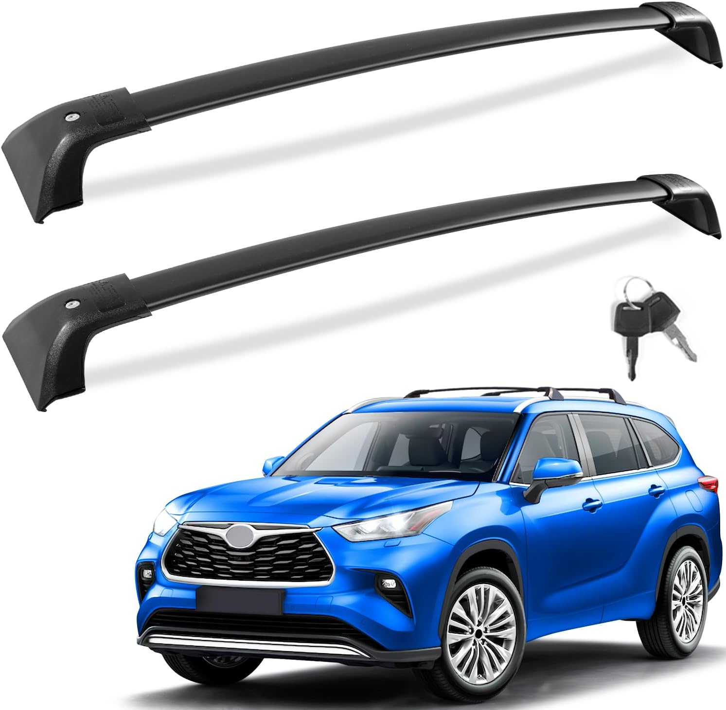 Tuyoung 260lbs Roof Rack Cross Bars Compatible with Toyota Highlander 2020 2021 2022 2023 2024 2025 XLE Limited Platinum Hybrid, Heavy Duty Aluminum Anti-Theft Lockable Metal Lock Rooftop Cargo Bars