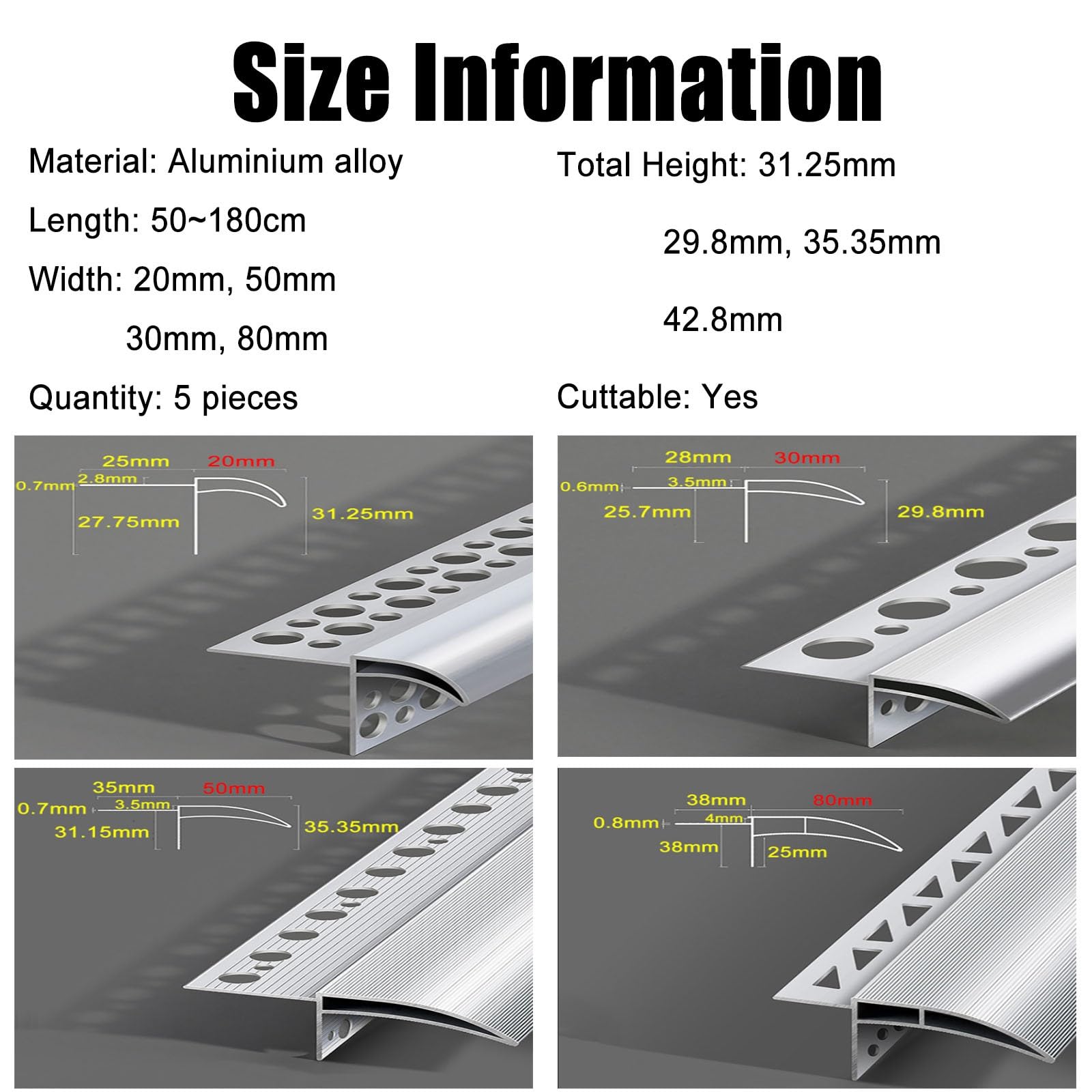 vierteaguas muro exterior Línea de goteo para aleros, 2 x 50, 8 x 180 cm, deflector de techo de metal para cornisa de pared exterior, cerca/alféizar de ventana(W 20 MM L 120 CM)