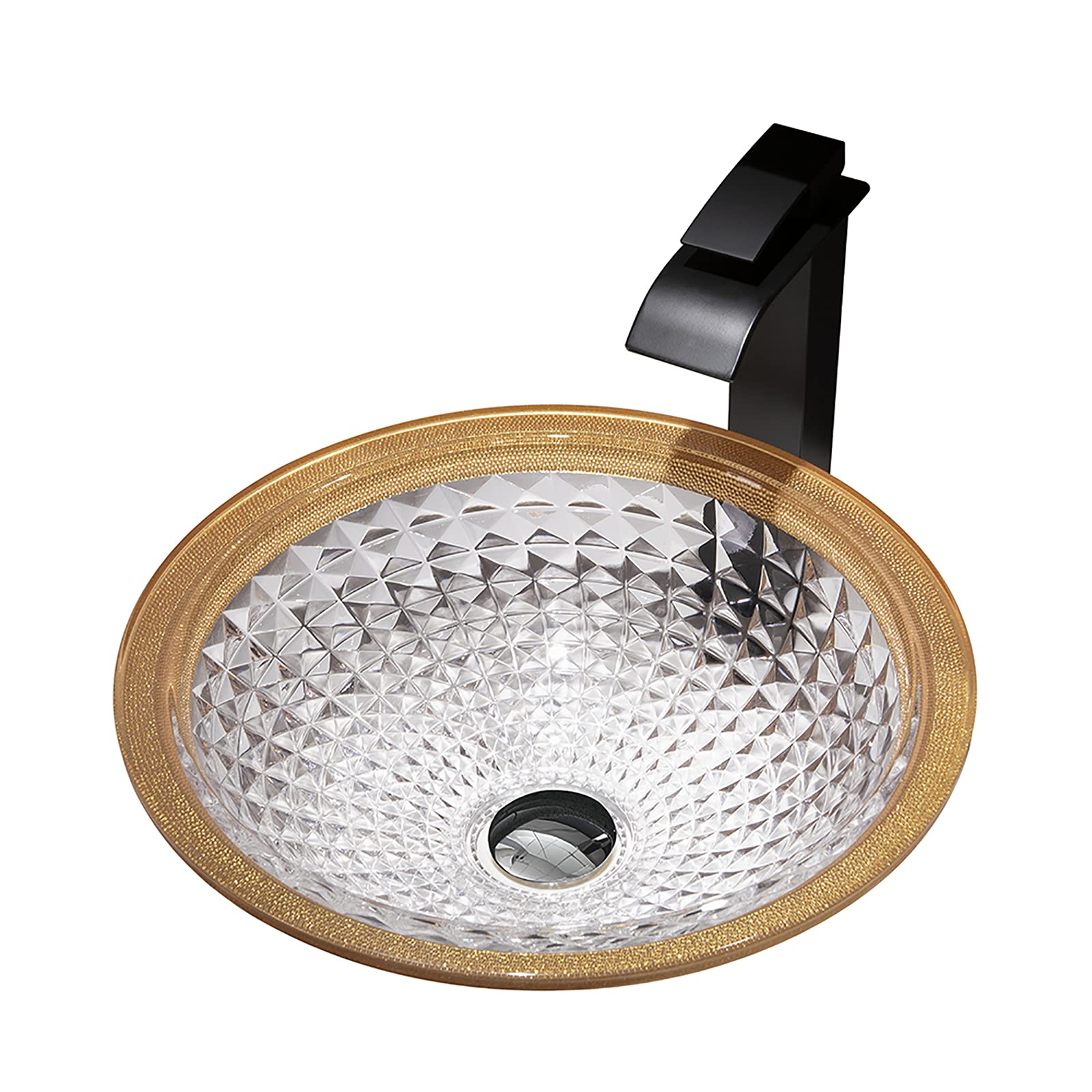 Lavabo de salle de bain en verre trempé marron clair finition haut de gamme