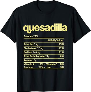 Quesadilla Nutrition Facts Funny Thanksgiving Christmas Food T-Shirt