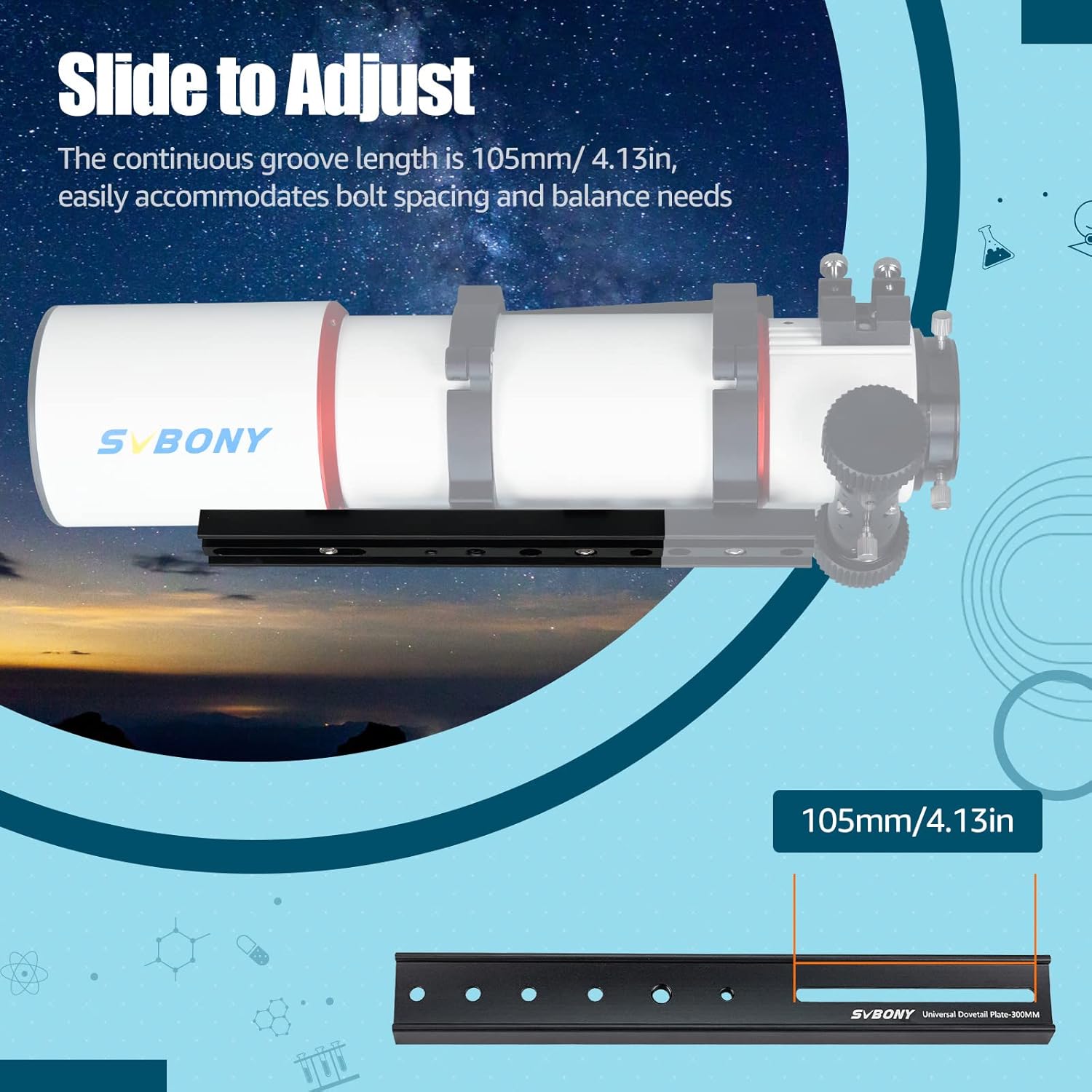 SVBONY SV219 Dovetail Mount Plate, 300mm 11.81 inches Universal Dovetail Plate Compatible with Dovetail Saddles, Telescope Accessories for OTA Equatorial Tripod Sky Astrophotography