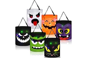 6 Pcs LED Light Halloween Bucket Trick or Treat Bags