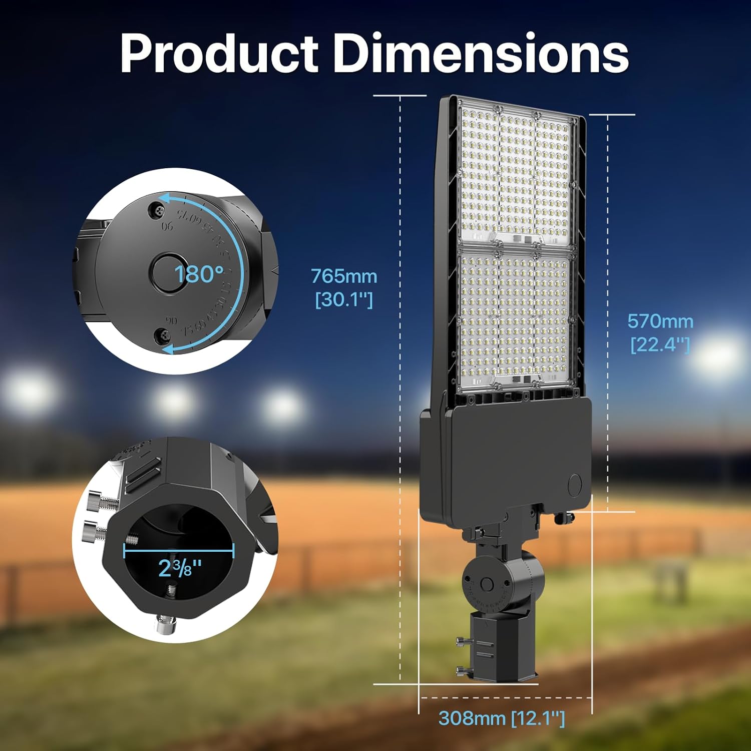 HYPERLITE LED Parking Lot Lights Outdoor - 400W 60000lm UL Listed Led Parking Lights Dusk to Dawn - 5000K Slip Fitter Mount LED Pole Light for Stadium Street Barn Yard Driveway Roadway - AC100-277V