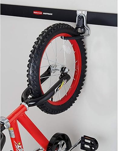 Miniatura 5 de Rubbermaid FastTrack - Soporte universal de alta resistencia para almacenamiento de bicicletas, gancho vertical para colgar en la pared, para