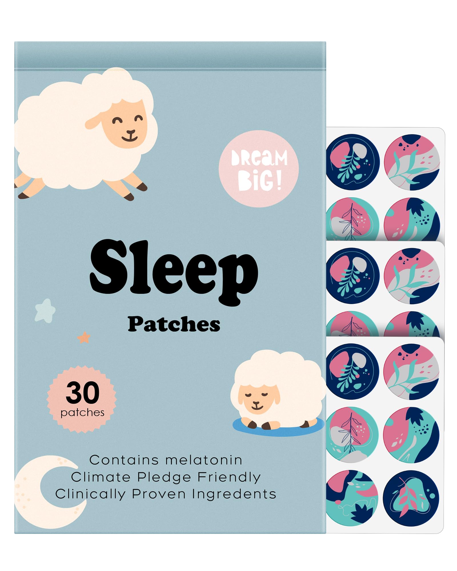 Sleep Patches, 30 Pack Upgraded Deep Sleep Patches for Adults, All Natural Deep Patch, for Men and Women, Cruelty Free Water Resistant Patch That Last All Night