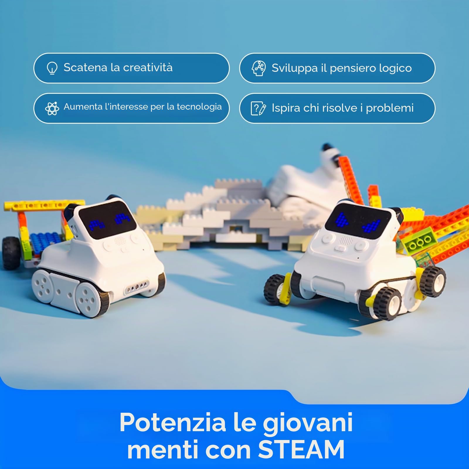 Makeblock Codey Rocky Coding Robot Giocattolo, Emo Robot Intelligente, Stem Robot Programmabile Interattivo Regalo per Bambini 6 Anni+