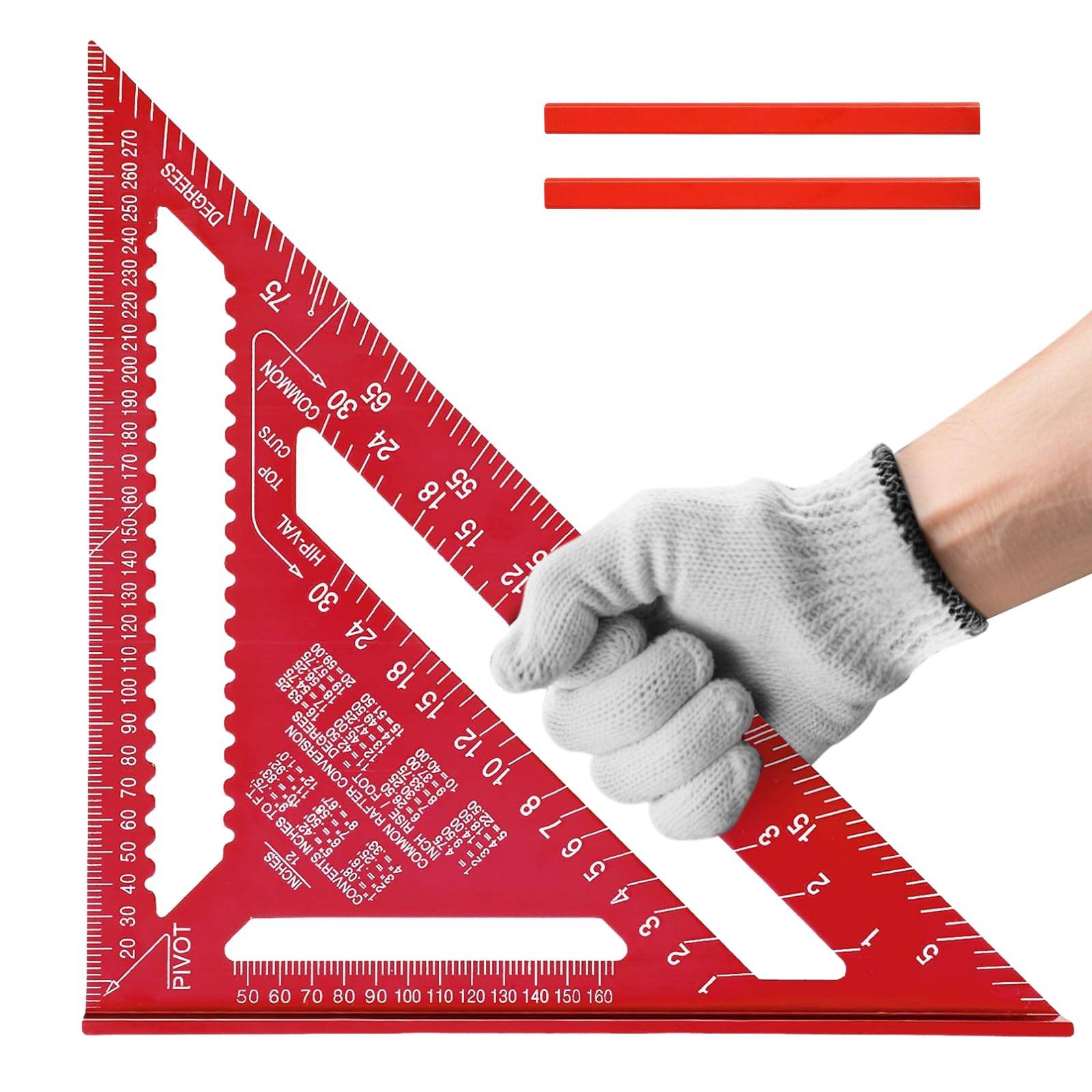Flintronic Squadra da Falegname Metallo Combinata 12 Pollici Righello Triangolare Alluminio