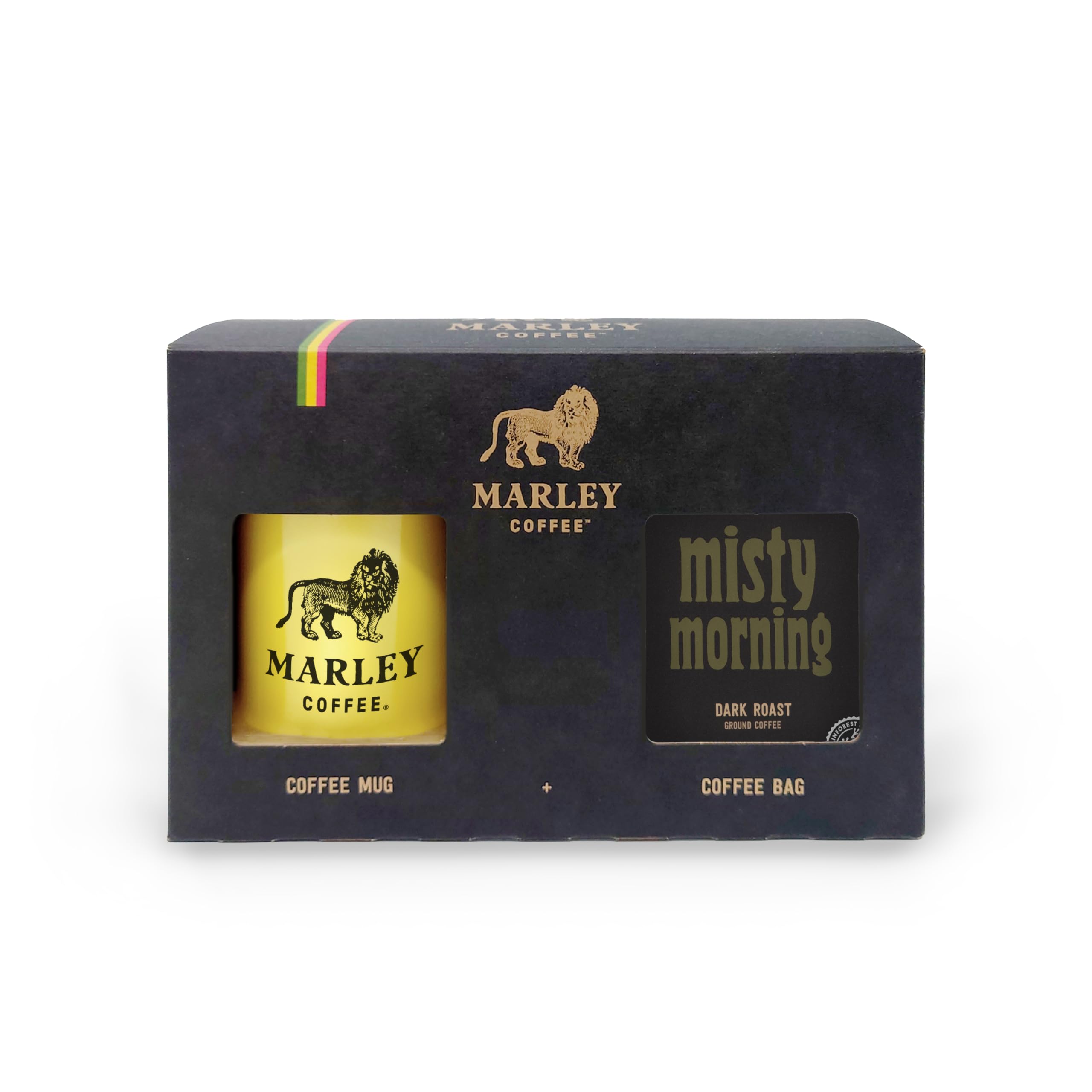 Gift Set, Misty Morning Ground Coffee & Marley Coffee Mug, 227g, Presentation Gift Box, From The Marley Family, Dark Roast Coffee