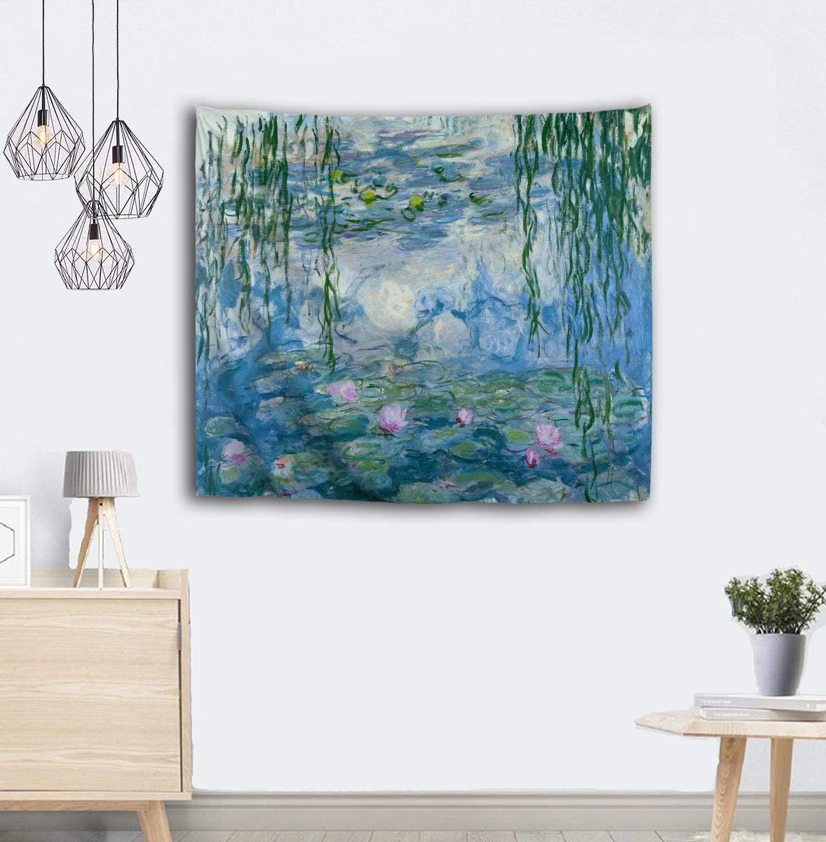 Monet Tapestry Water Lilies Flowers Tapestry Wall Hanging Art Home Decor for Living Room Bedroom Dorm 80 x 60 Inches