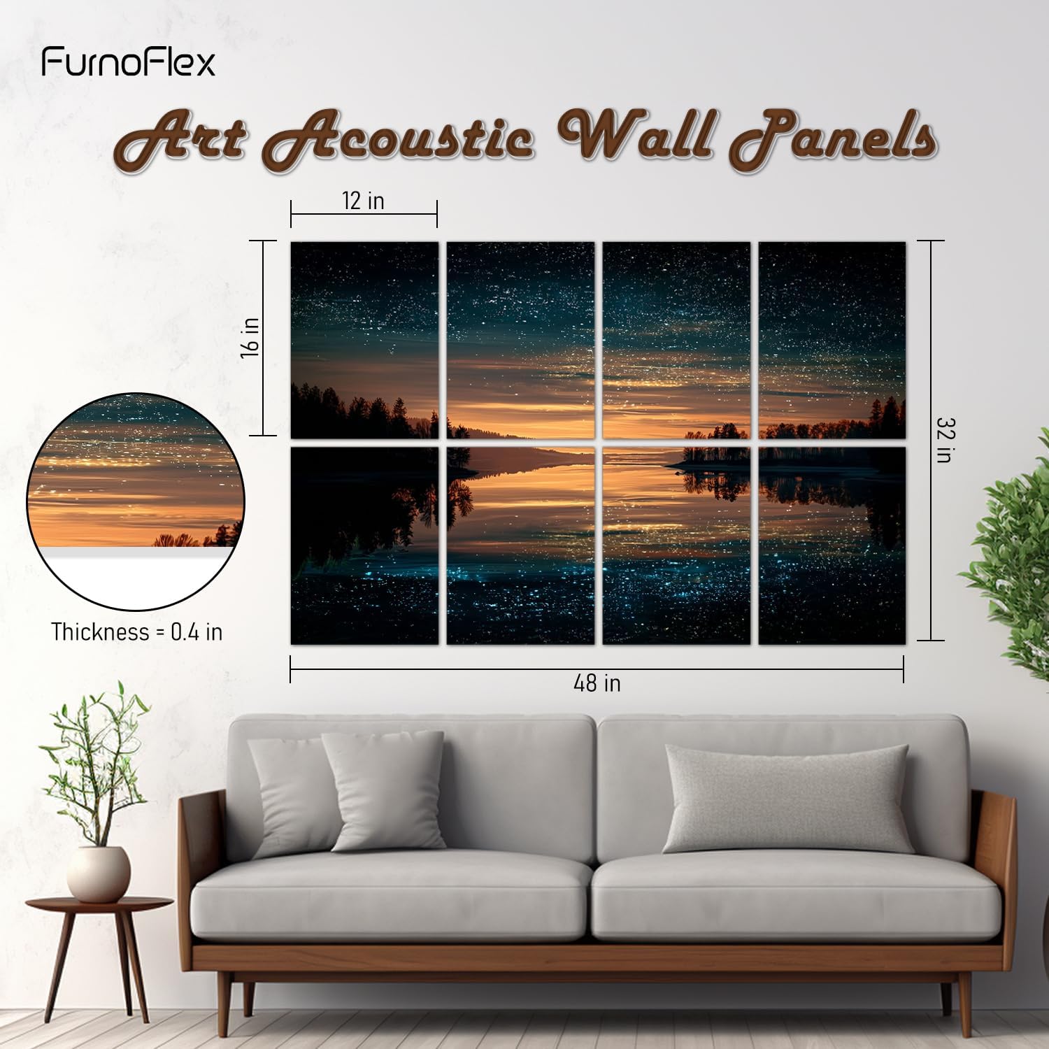 FurnoFlexArt Acoustic Panels Tiles Decorative Room Sound Proof Foam Absorbing Panels Noise Dampening Canceling Reducing Blocker for Walls(Starry Lake)