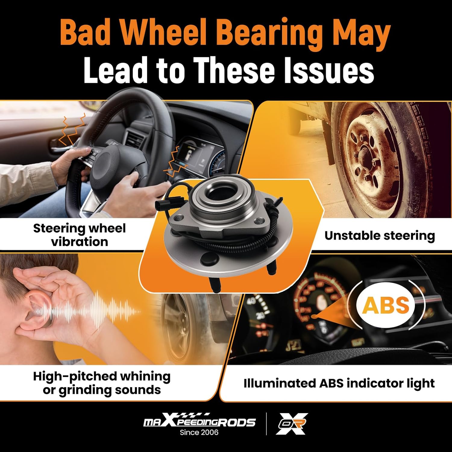 maXpeedingrods 515126 Front Wheel Bearing and Hub Assembly for Dodge RAM 1500 2009-2011 5-Lug W/ABS