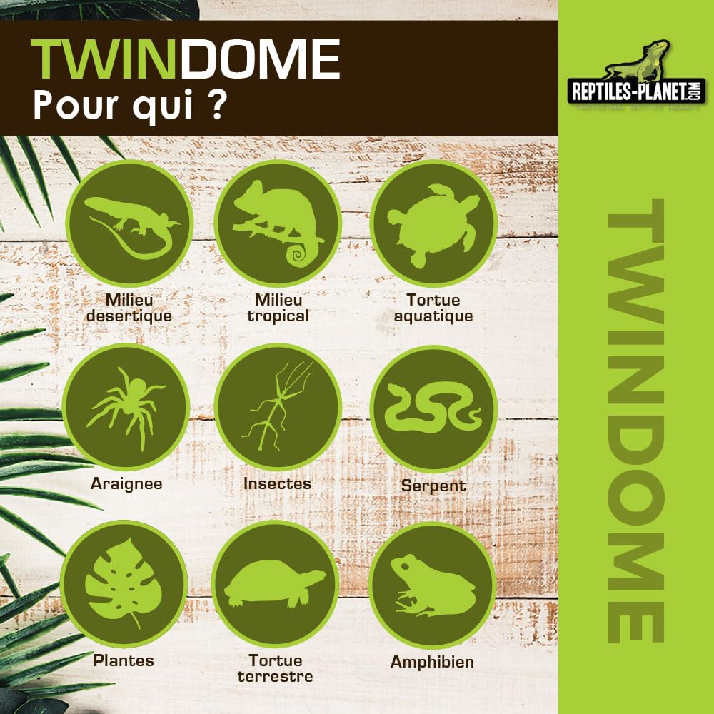 Reptiles Planet - Twindome 14 - Doppio Supporto per Lampadina da Appendere o appoggiare sul terrario - Ø 14 cm - H 16 cm