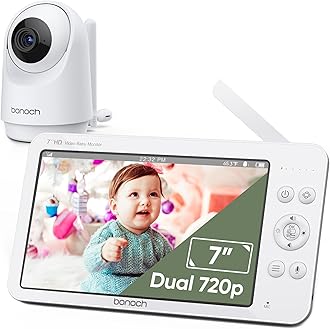 bonoch MegaView Baby Monitor with Camera and Audio, 7" 720P HD Video Baby Monitor No WiFi, 6000mAh Battery, VOX Mode, Auto Night Vision, Hack Proof, Remote PTZ, Baby Camera Monitor