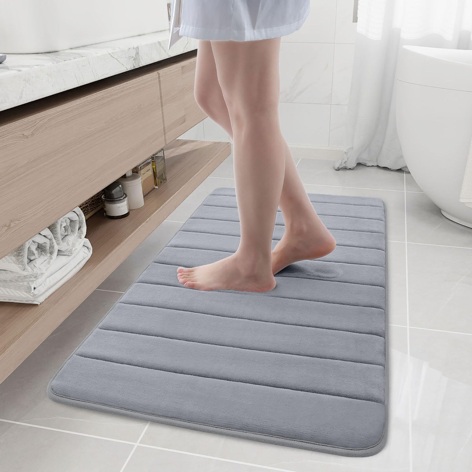 Buganda Memory Foam Bath Mat, 44" x 24", Ultra Soft and Non-Slip Bathroom Rugs, Water Absorbent and Machine Washable Bath Rug Runner for Bathroom,