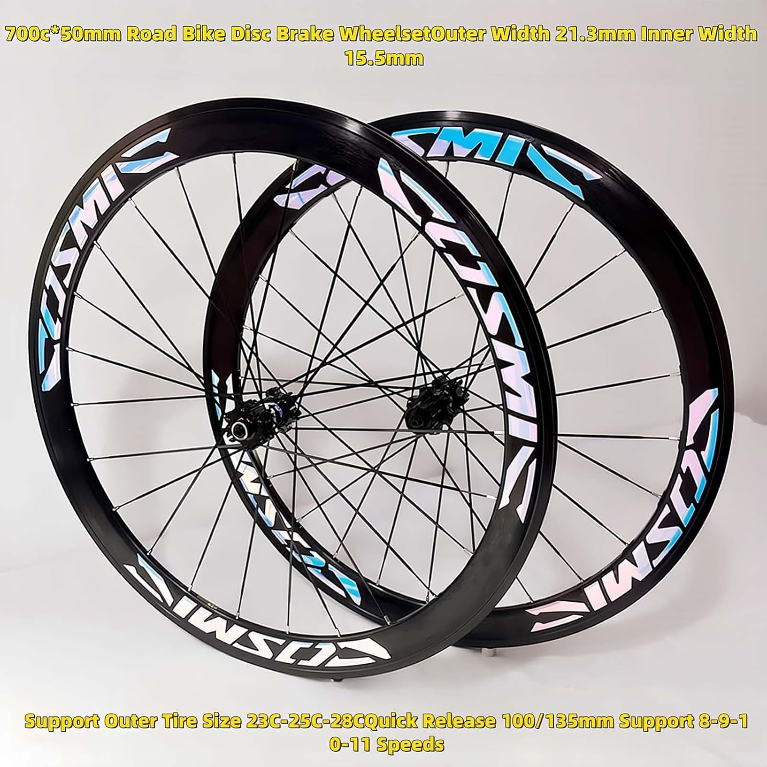 Par De Ruedas para Bicicleta De Carretera, Llantas De Aleación De Aluminio 700C para Cassette De 8 A 11 Velocidades. Frenos De Disco 30/40/50 Mm, 20 Agujeros, QR-100/135 Mm