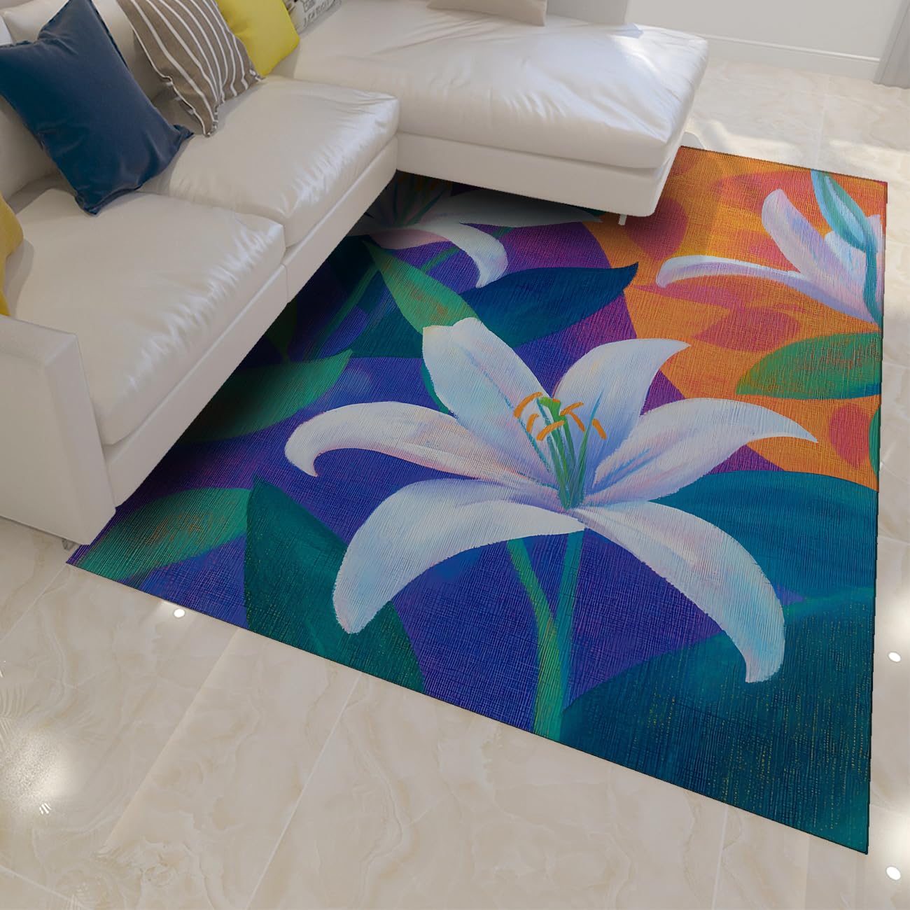 Tapis lavable lys blanc fini les glissades avec ce grand tapis doux