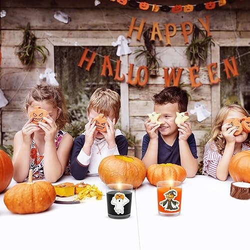 Miniatura 3 de 10 velas votivas naranjas y 10 negras, vela de cera de soja sin perfume rellena en vidrio transparente para Halloween, otoño, decoración del hogar y