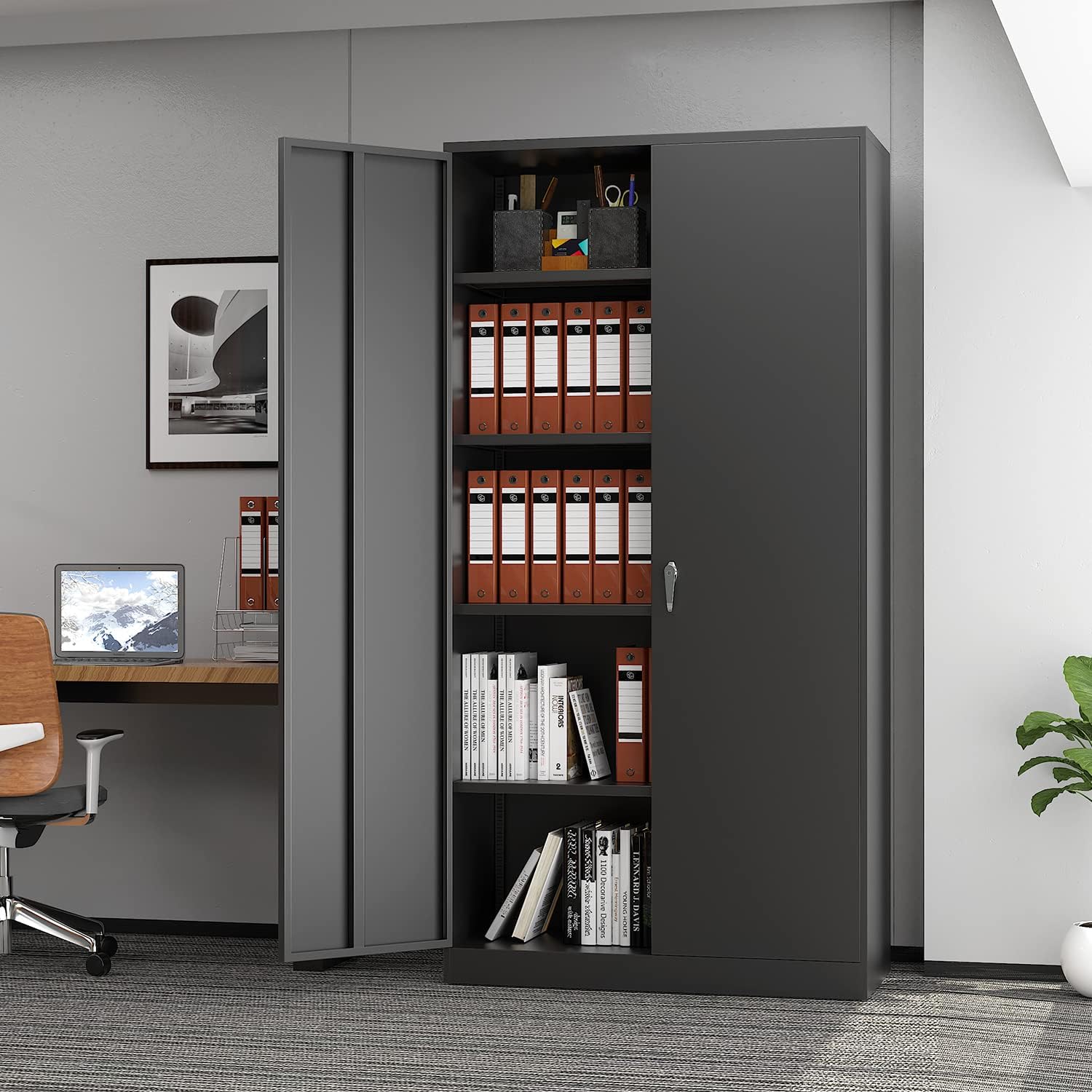 Fesbos 41.33" Metal Garage Storage Cabinet Steel Lockabel Cabinet,Locking Tool Cabinets with Doors and Shelves,for Office,Home,Garage,Gym - Assembly Required : Tools & Home Improvement