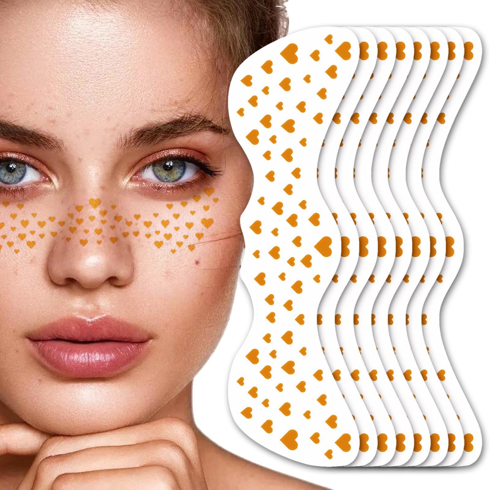UICCVOKK 8 Pcs Glitter Freckles, Face Tattoos, Sparkle Freckle, Temporary Tattoo