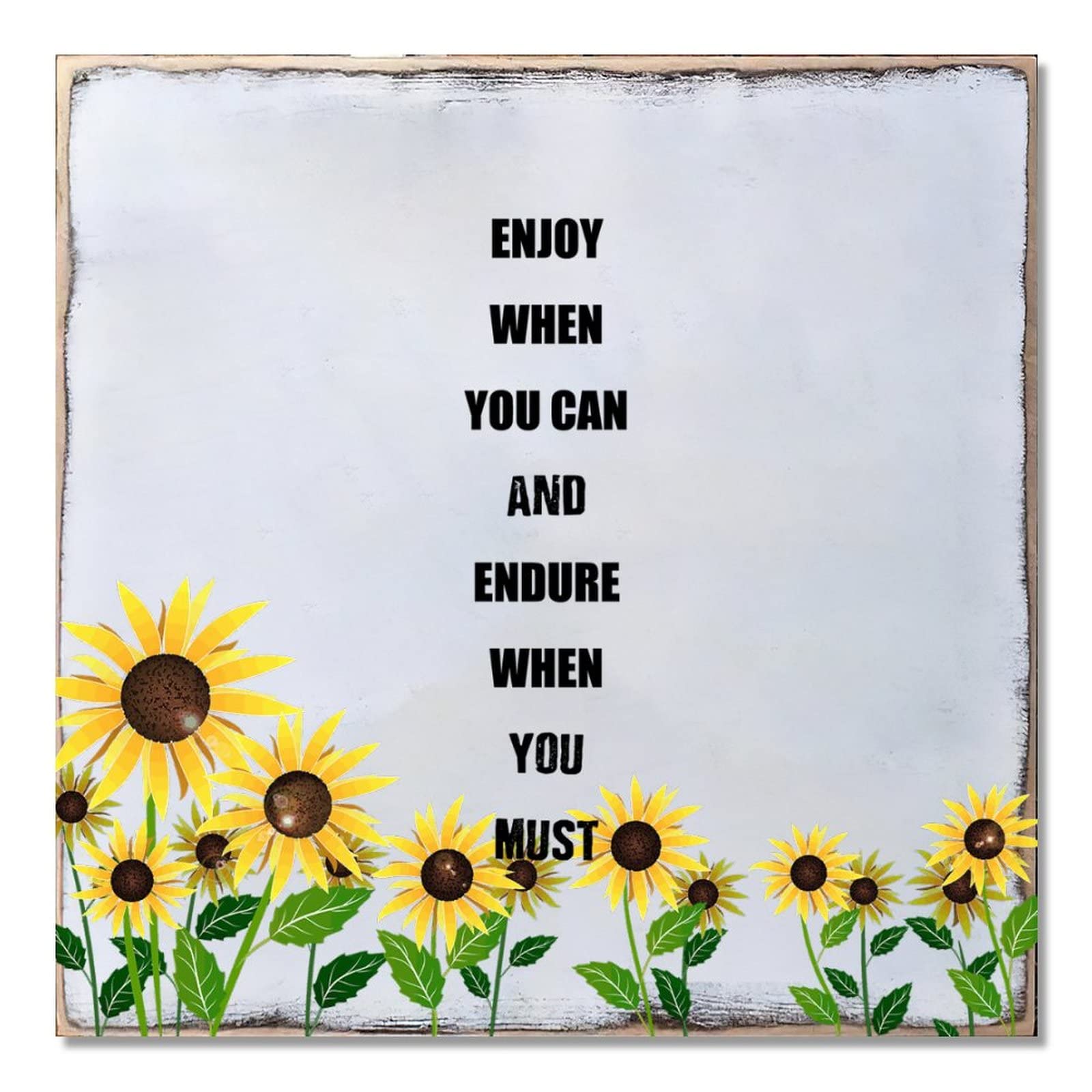 Plaque bois tournesol à offrir : cadeau crémaillère rustique idéal
