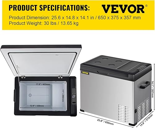 Miniatura 7 de VEVOR Refrigerador de 12 voltios, refrigerador portátil (-4  68 ) con control de aplicación, compresor de automóvil, refrigerador de 12 V24 V CC y