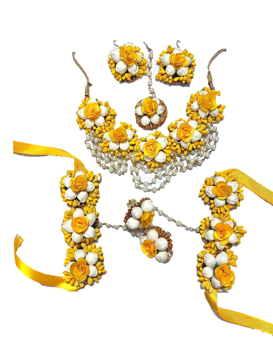 K&K KREATION Yellow Color Flower Jewelery For Hali Or Mehndi Function For Women (B0BW789WLC) Amazon Price History, Amazon Price Tracker