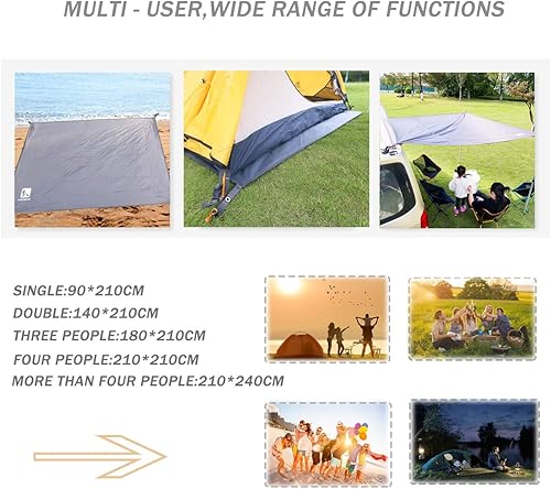 Miniatura 6 de Hikeman Lona impermeable para campamento, huella portátil de tienda de campaña con bolsa de cordón, tela de tierra para senderismo al aire libre