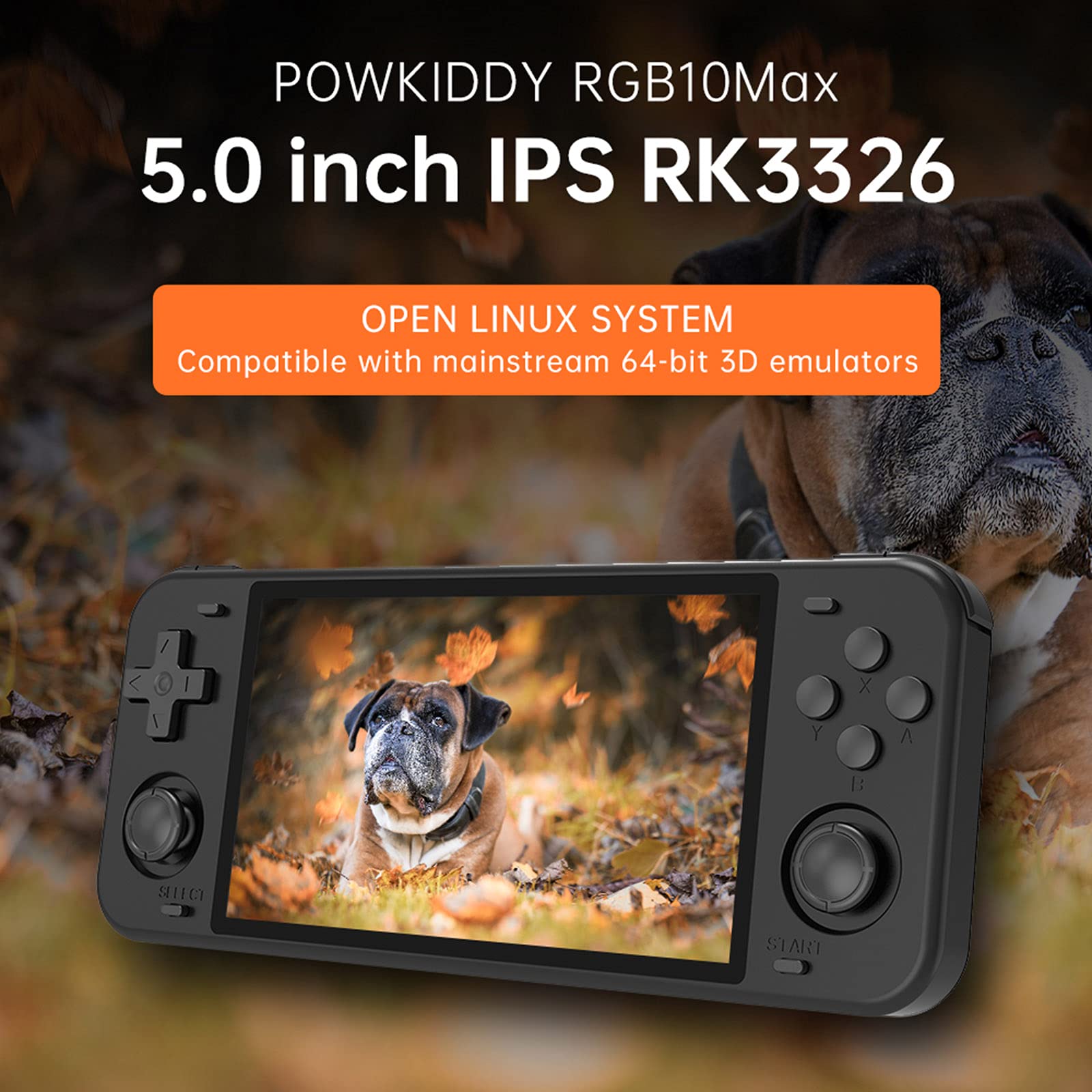 Powkiddy – Console de videogame RGB10 MAX de 12,7 cm, jogadores de