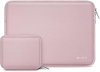 MOSISO 13.3 Inch Neoprene Laptop Sleeve for MacBook Air/Pro 13/14 M5 M4 M3, HP Dell Lenovo - Shockproof Bag with Accessory Pouch, Baby Pink