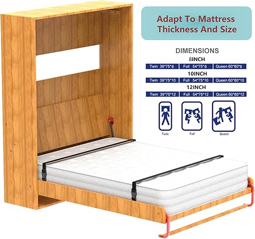 Miniatura 12 de Tlongxia (Vertical, Full) Murphy Bed Hardware with Coarse Gas Bumper Spring Frame Concealed Murphy Bed Kit Mattress for Semi-Automatic Foldable