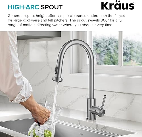 Miniatura 129 de Kraus KPF-1610SFSCH Bolden - Grifo de cocina comercial de 18 pulgadas con cabezal de pulverización extensible de doble función, acabado all-Brite