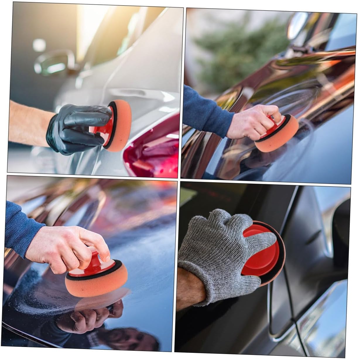Car Waxing Sponge Kit Ergonomic Handle Soft Foam Applicator Pads for Car Detailing Waxing and Polishing Safe Foam for Scratch Cleaning