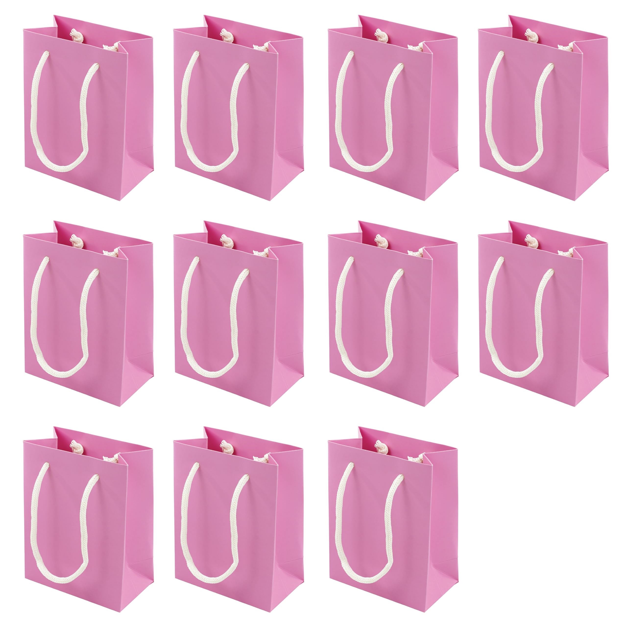 10 Small Blossom Pink Kraft Paper Gift Bags with Handles | Tall, 11 x 14 x 6cm, Reinforced Base | For Retail, Gifting & Weddings | FSC Certified & Recyclable — image 1