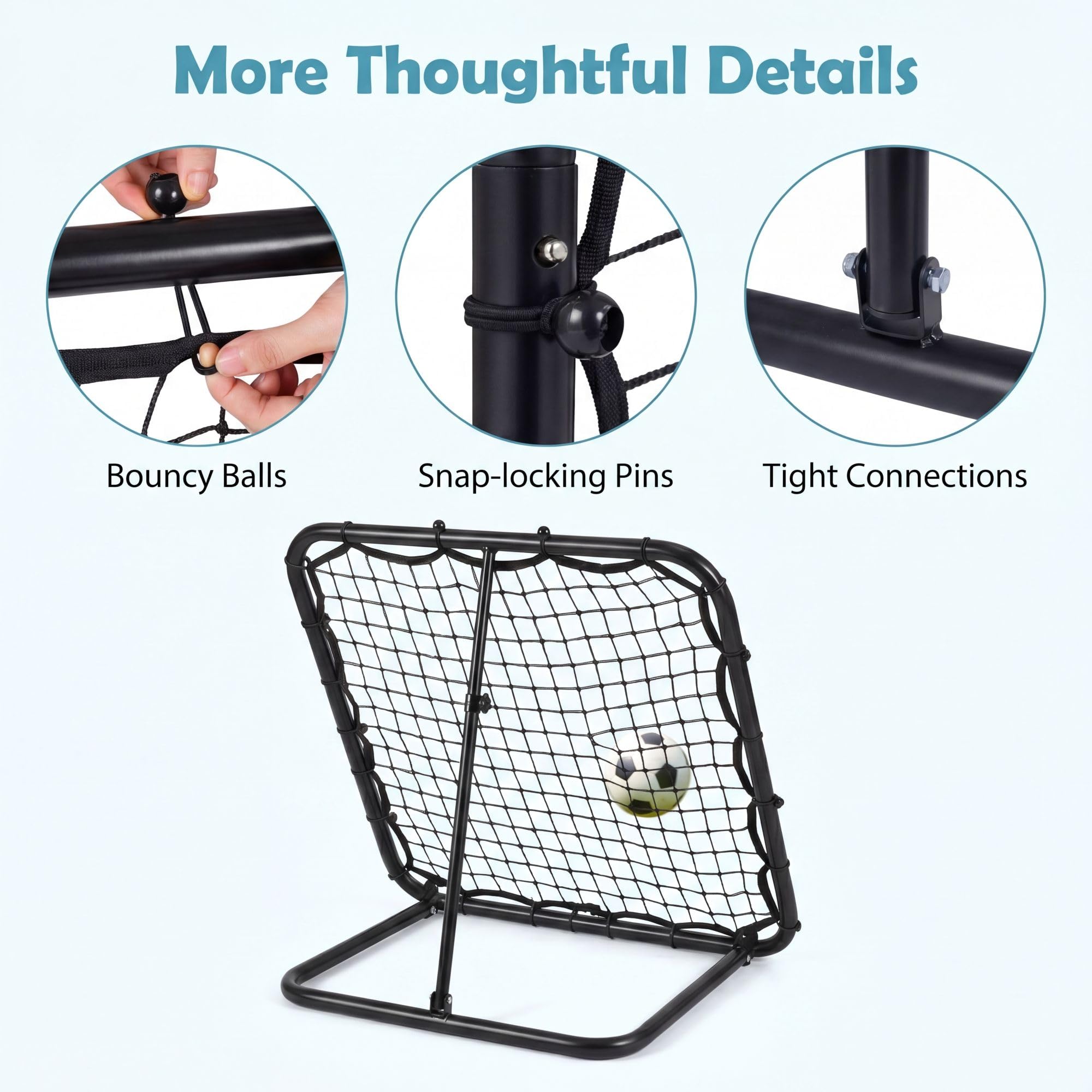 LIFEZEAL Porta da Calcio per Bambini, Porta da Calcio Pieghevole con Angolo Regolabile e Telaio in Metallo, Rete da Rimbalzo per Allenamento Pallavolo, Baseball e Tennis per Bambini 3+ Anni